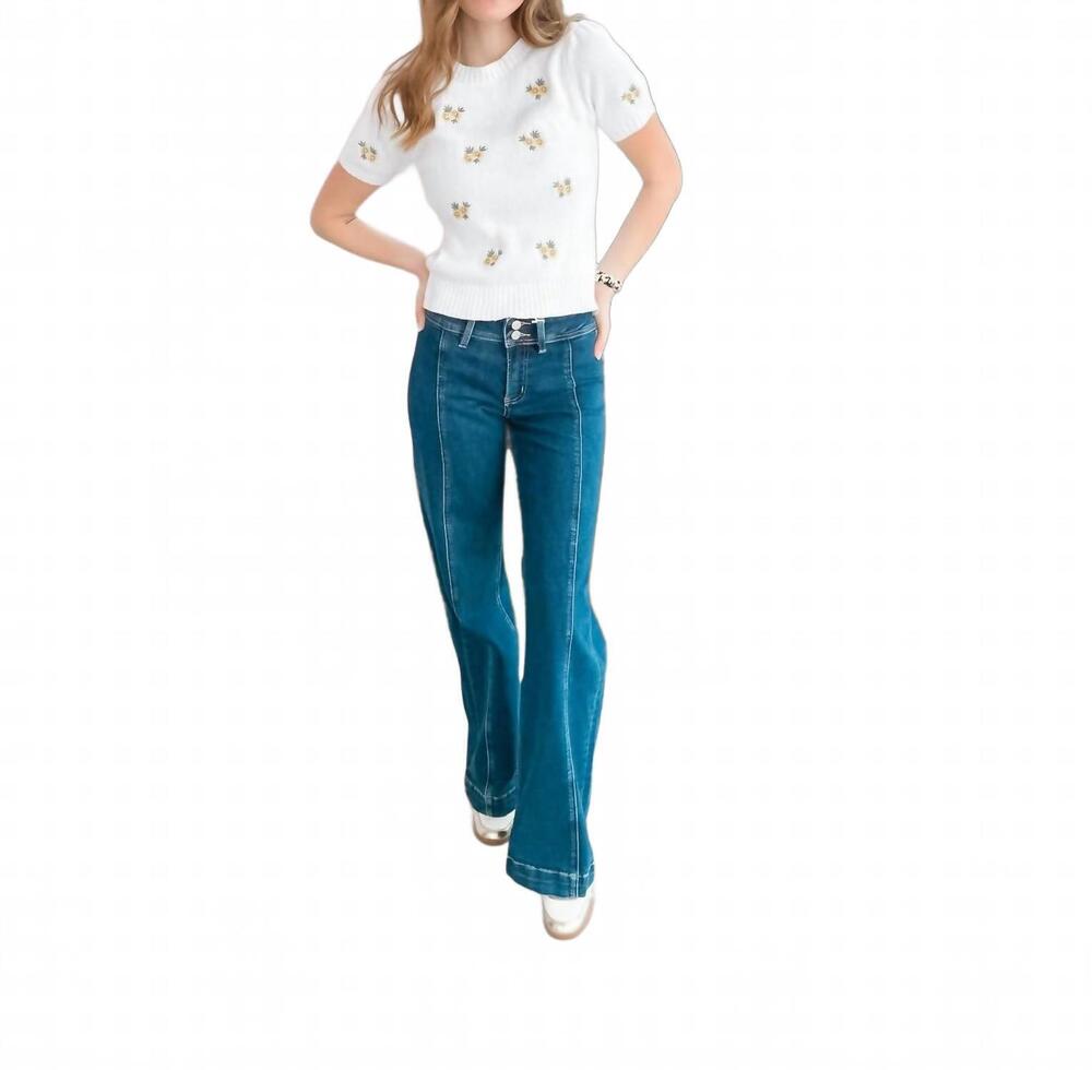 NEW LOVERET orion high rise front seam wide leg jeans in denim